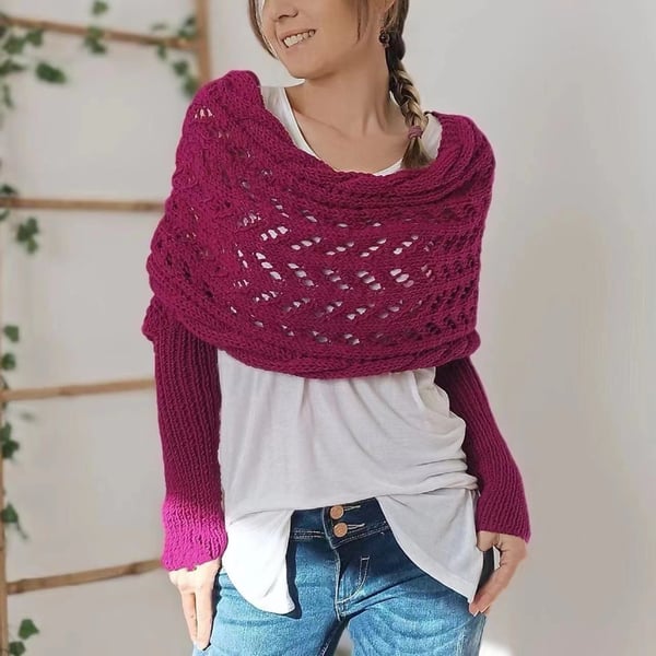 50% OFF | Zenina | Double sleeves shawl scarf