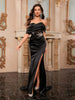 Strapless Sequin Backless Evening Gown