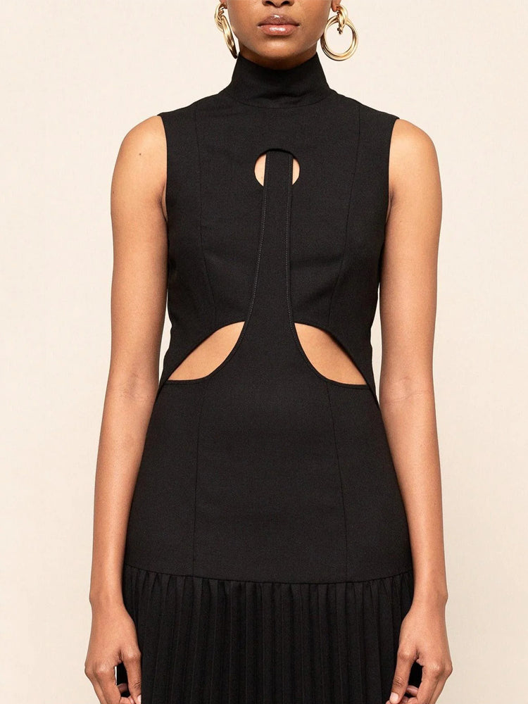 Pleated Cutout Maxi Dress