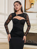 Sexy Hollow Neck Long Sleeve Dress
