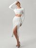 Stylish Solid Color Pleated Knit Skirt Set