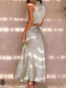 Satin Halter Crop Tank Top + Wrap Mini Skirt