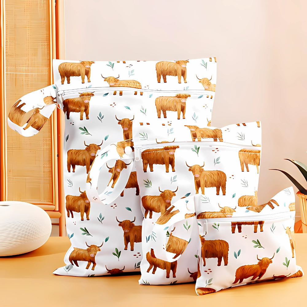 Baby Zoo Safari Print Reusable Wet Dry Bag | 3pcs Set