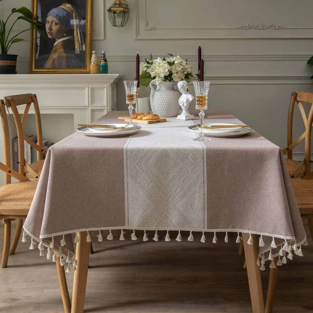Glisstra Geometric Tassel Tablecloth
