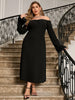 Elegant One-Shoulder Long Sleeve Dress