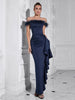 Sexy Off-Shoulder Ruffle Fitted Gown