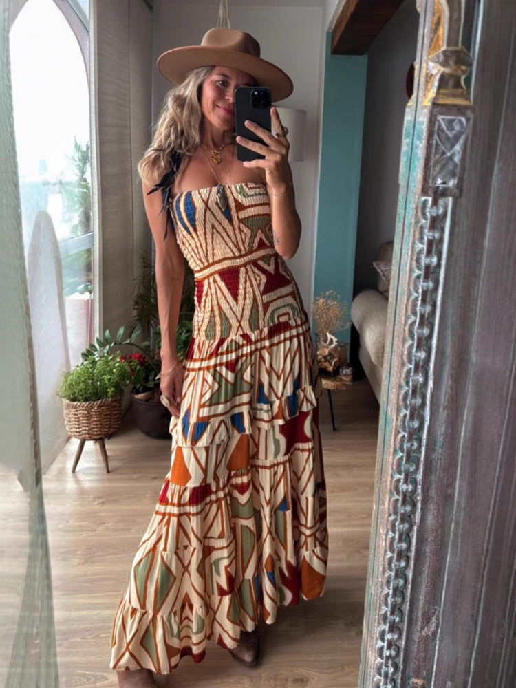 Summer Retro Bohemian Camisole Maxi Dress
