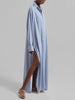 Avery Fluid Shirt Dress - White/Blue Stripe