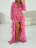 Ophelia Chiffon Ruffle Maxi Dress In Pink