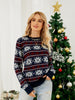 Christmas Casual Snowflake Embroidered Knit Sweater