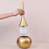Gold hammered toilet brush with matching holder, luxury bathroom cleaning set with modern metallic design