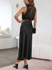 Satin Halter Crop Tank Top + Wrap Mini Skirt