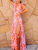 Ruffle Trim Beach Vacation Printed Swimsuit Set