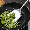 5-piece stainless steel kitchen utensil set with wok spatula, slotted spatula, ladle, skimmer, and serving spoon for cooking