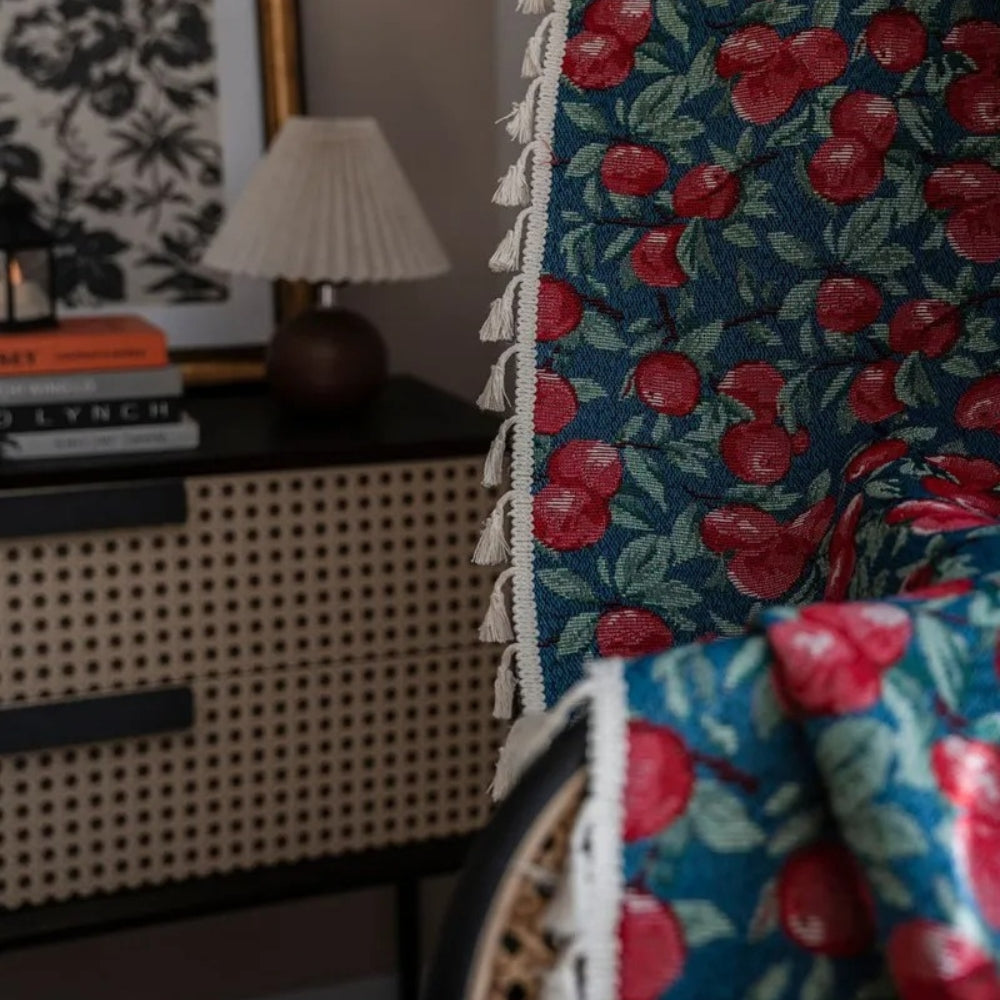 Cherry Bloom Botanical Tassel Curtain