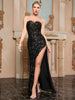 Strapless Bodycon Side-Slit Evening Gown