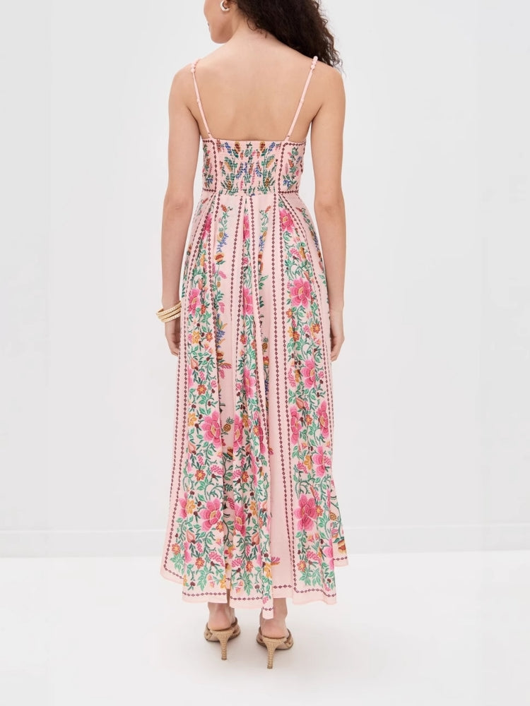 Print Sling Beaded Vacation Dress