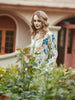 Morning Glory  and Lily Pattern Cardigan Long Sleeve Pajama Set