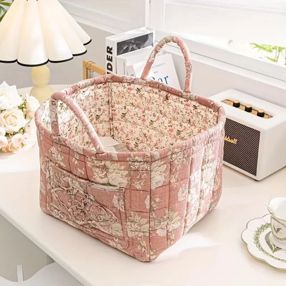 FloralEase® | Floral Canvas Storage Basket