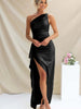 One-Shoulder Slit Evening Dress