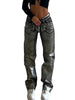 Metallic Accent High-Waist Jeans