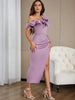 Sexy Shoulder Ruched Slit Dress