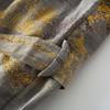 Long grey kimono robe with gold floral pattern – lightweight loungewear with belt for men and women