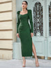 Strapless Puff-Sleeve Bandage Dress