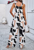 Printed Wide Strap Jumpsuit with Pockets