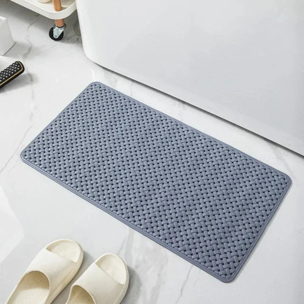 Non-slip grey bathtub mat with drainage holes – anti-skid shower floor mat for safe bathroom use