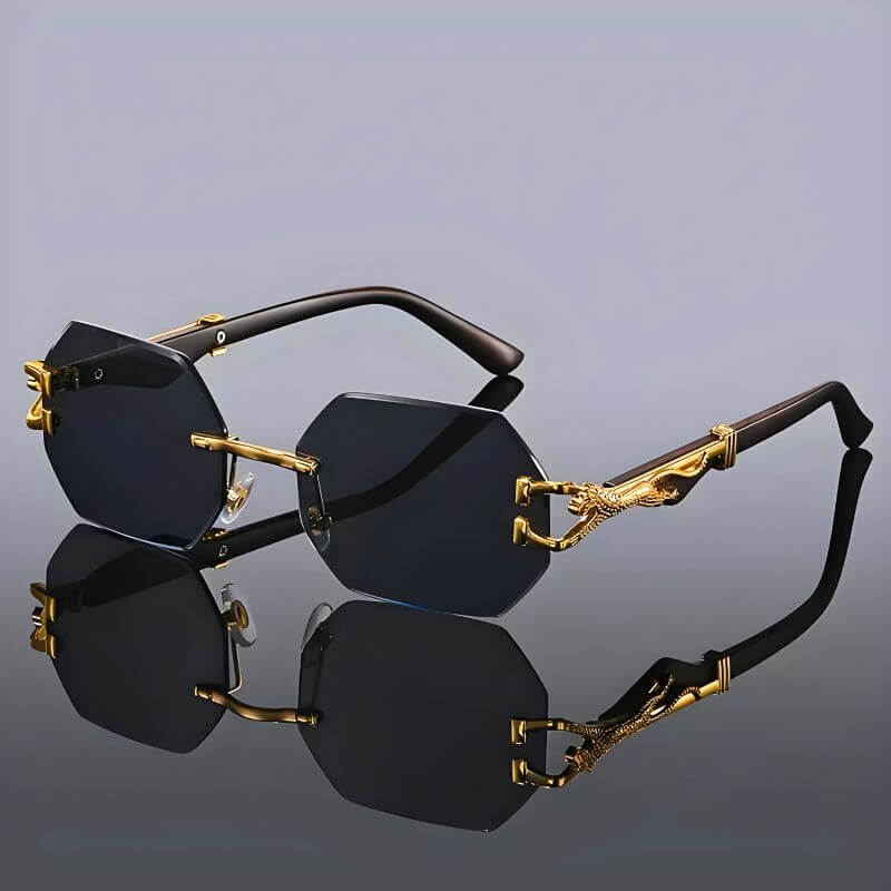 SolarHex | Hexagon sunglasses with gold accents - UV protection