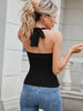 Halter Tie Ribbed Knit Cropped Tube Top