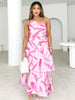 One-Shoulder Strappy Floral Print Dress