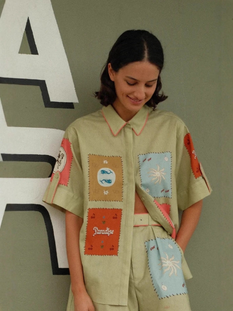 Linen Temperament Shirt&Shorts Set