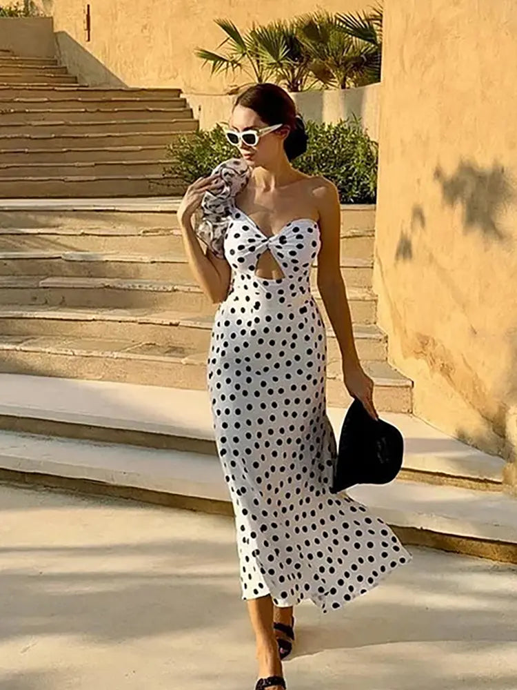 Polka Dot Ruffle Vintage Swimsuit Vacation Set