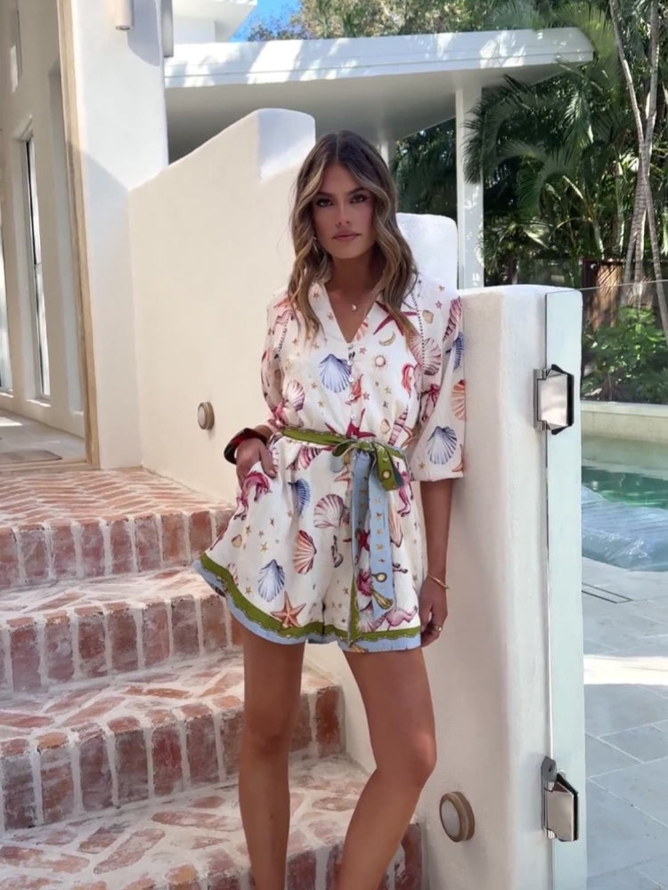 Linen Tie Cardigan Jumpsuit