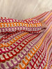 Boho V Neck Bell Sleeve Wavy Striped Crochet Beach Vacation Maxi Dress - Red