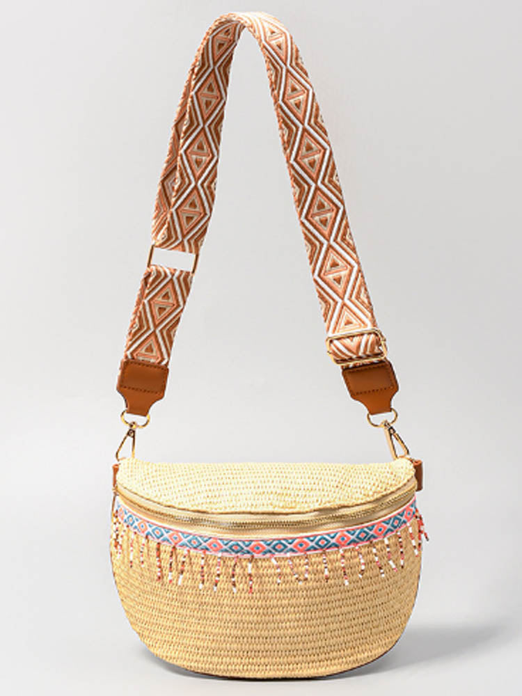 Grass Woven Chest Bag
