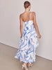 One-Shoulder Strappy Floral Print Dress