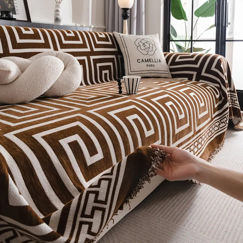 Meander Tassels Chenille Sofa Cover