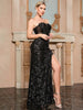 Strapless Bodycon Side-Slit Evening Gown
