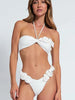 Halter Solid Color Floral Embellished Swimsuit