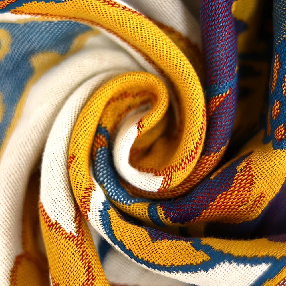 Floral throw blanket with cream background and bold blue yellow flower pattern, soft decorative sofa and bed cover