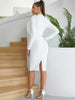 Mesh Panel Long-Sleeve Bandage Dress