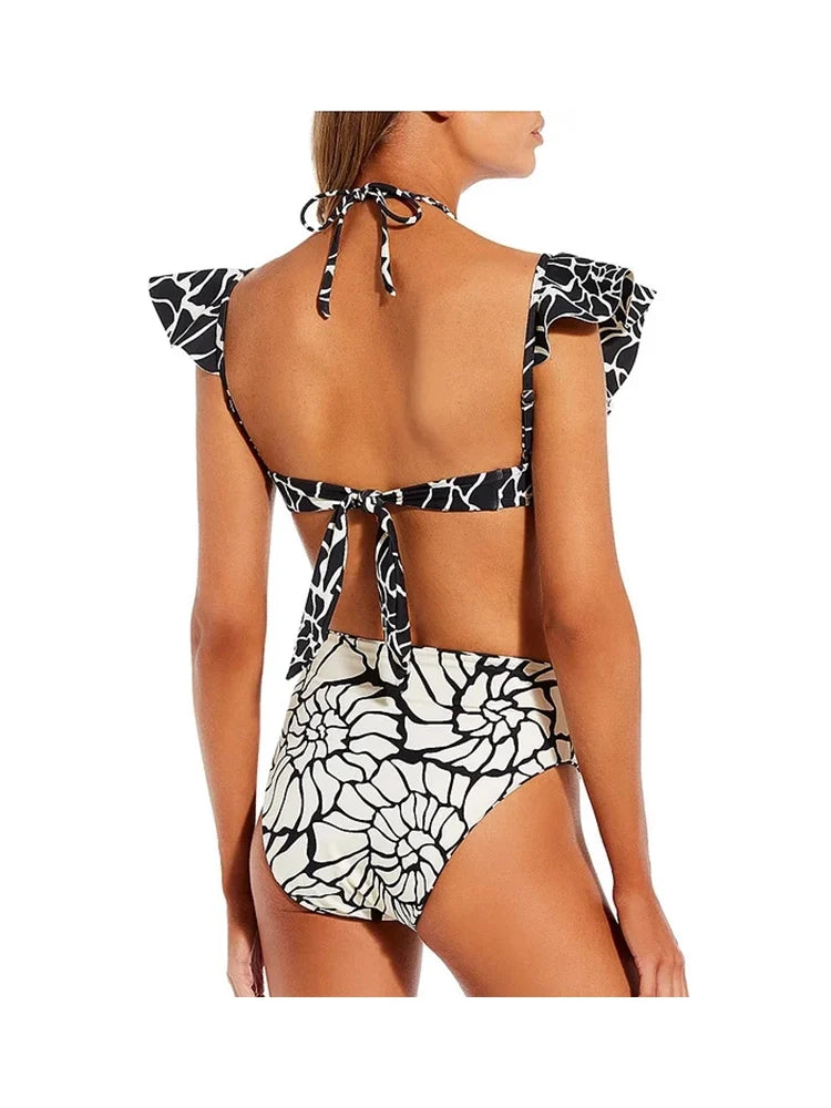 Reversible Ruffle Print Bikini Set