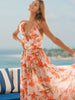V Neck Vacation Printed One Piece Swimsuit Set