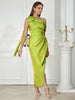 Sexy Asymmetric Shoulder Long Evening Dress