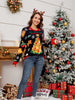 Casual Crewneck Embroidered Christmas Tree Sweater