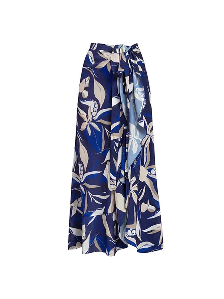 Off-Shoulder Tie-String Printed Cutout Monokini