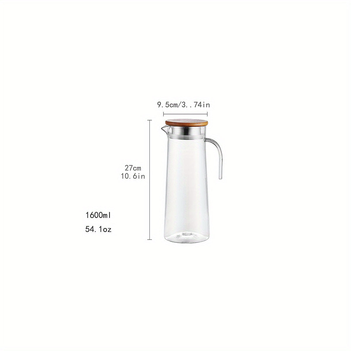 Glass water pitcher with handle and lid, heat-resistant juice carafe for iced tea, lemonade, and fruit infusions